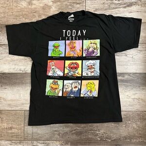Disney Muppets Black Graphic Short Sleeve Tee with Colorful Character Panels